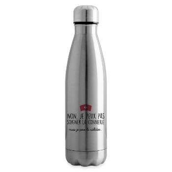 Soigner la con*erie, la sédater. Cadeau infirmiere - Bouteille isotherme - argent clair - Droite