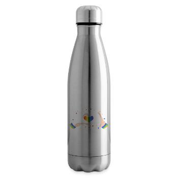 CSD LGBT Hands Shape Rainbow Heart Pride - Insulated Water Bottle - silver - Right
