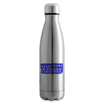 gift sayings rod fish head santa angling - Isolierflasche - Lightsilver - Rechts