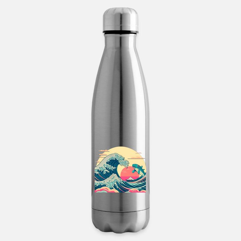 Wave shark - Insulated Water Bottle - silver