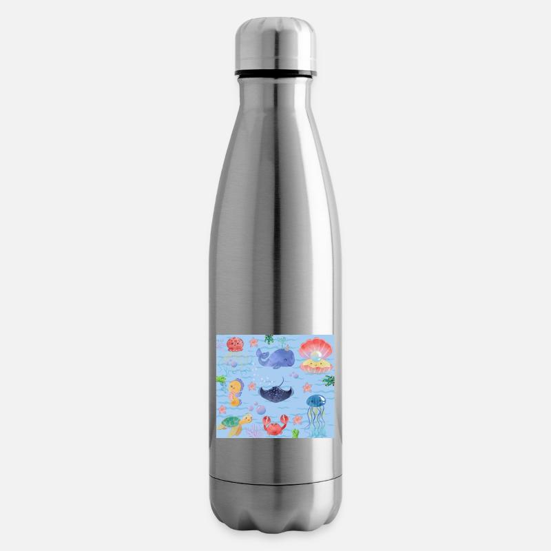 Plastic Free Ocean - Insulated Water Bottle - silver