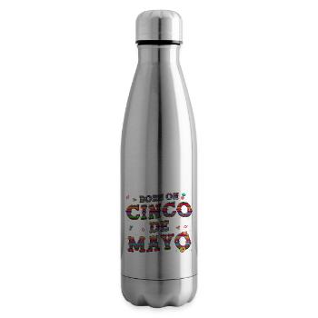Né sur Cinco De Mayo Shirt Taco Anniversaire Mexicain - Bouteille isotherme - argent clair - Droite