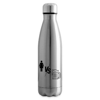 Woman vs. Beer / Woman vs. Beer Who Wins Party - Insulated Water Bottle - silver - Right