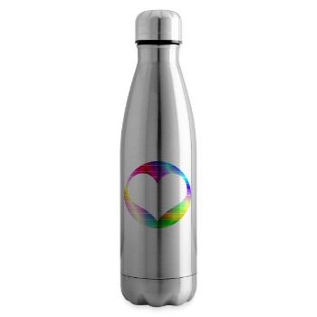 Rainbow Heart Love LGBT - Bouteille isotherme - argent clair - Droite