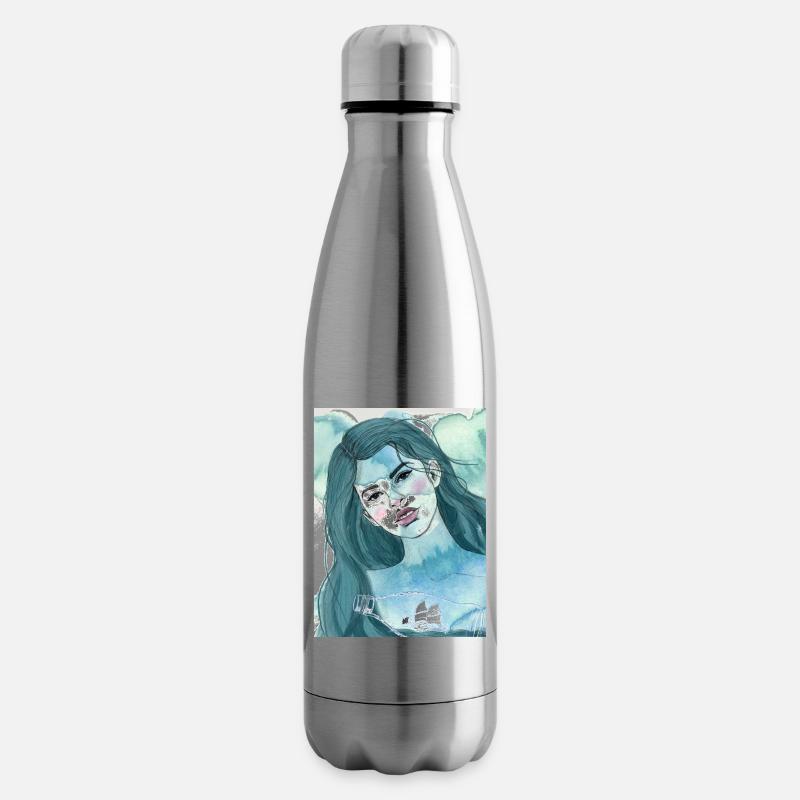 Mädchen mit Flaschenschiff - Isolierflasche - Lightsilver
