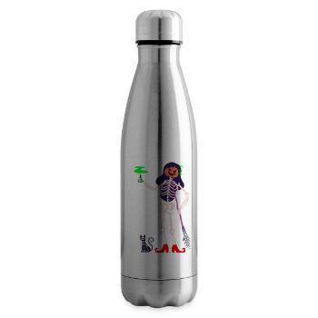 Squelette de sorcière avec potion toxique et chat crâne - Bouteille isotherme - argent clair - Droite