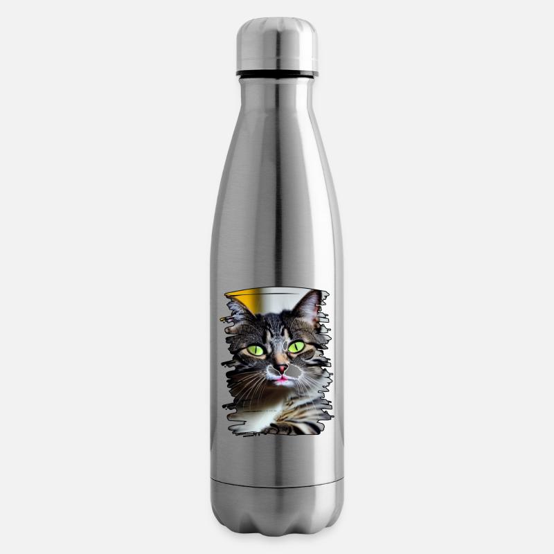 Katzengesicht - Isolierflasche - Lightsilver