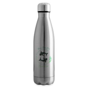 Karma Beach green fishes - Insulated Water Bottle - silver - Right