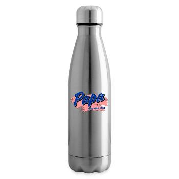 Papa mag man eben - tolles Geschenk zum Vatertag - Isolierflasche - Lightsilver - Rechts