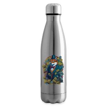 Dogecoin Shiba Inu Crypto Meme Coin - Insulated Water Bottle - silver - Right