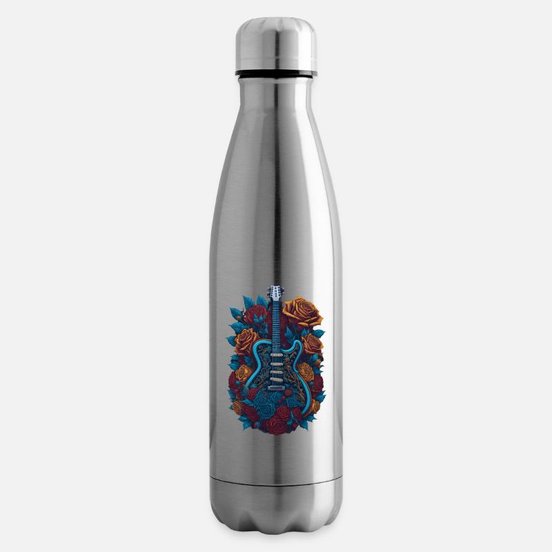 Guitare électrique avec guitariste rocker Rosen - Bouteille isotherme - argent clair