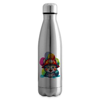 Firefighter Cat - Insulated Water Bottle - silver - Right