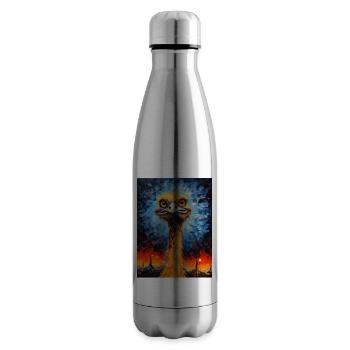 Autruche, Van Gogh, Nuit Étoilée, Animal, Oiseau - Bouteille isotherme - argent clair - Droite