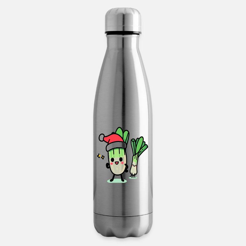 Poireaux kawaii de Saint-Nicolas - Bouteille isotherme - argent clair