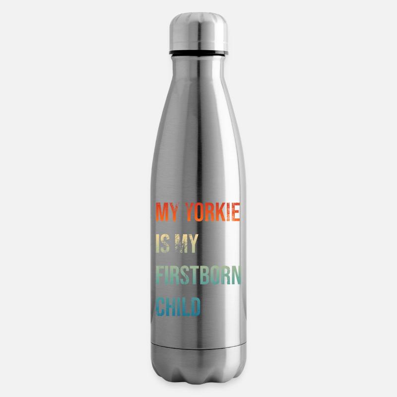 Yorkie Firstborn - Insulated Water Bottle - silver