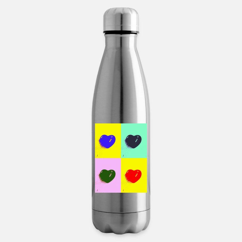 Pop-Art-Herz - Isolierflasche - Lightsilver