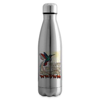 Follow The Word Not The Herd Hummingbird - Insulated Water Bottle - silver - Right