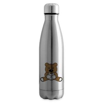 pissing mean insult wanker fuck you off mitt - Insulated Water Bottle - silver - Right