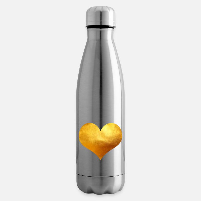 Goldenes Herz - Isolierflasche - Lightsilver