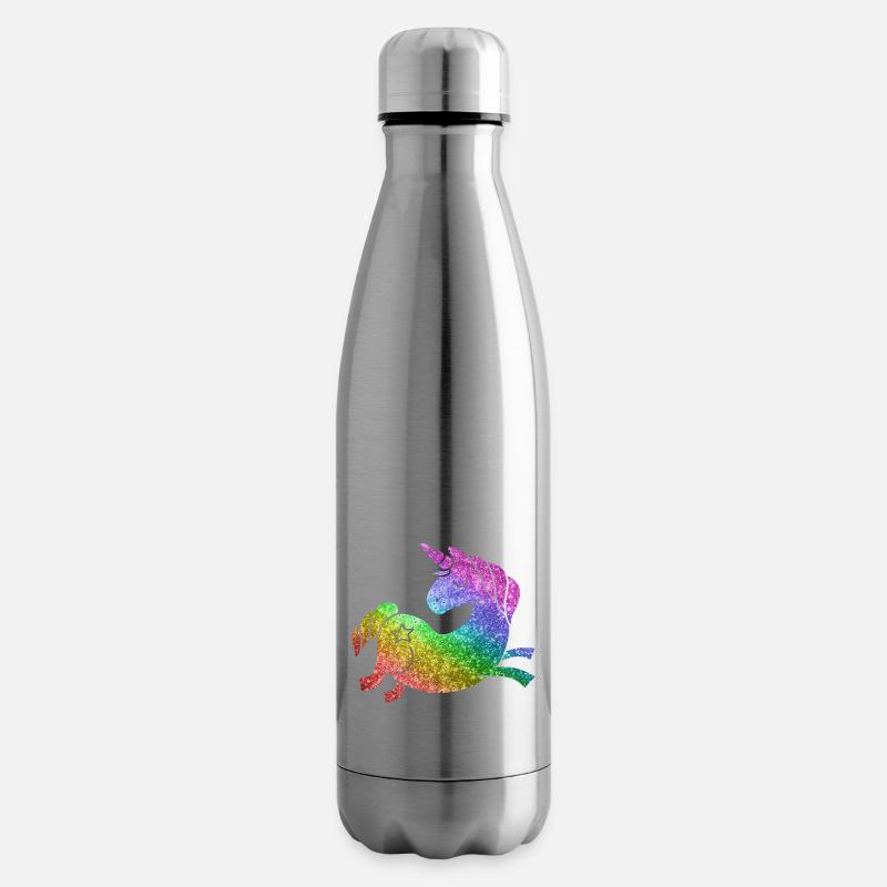 Regenbogen Glitzer Einhorn - Unicorn - Isolierflasche - Lightsilver
