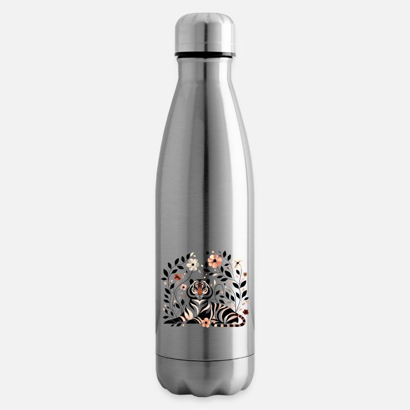 Floraler Tiger - Isolierflasche - Lightsilver
