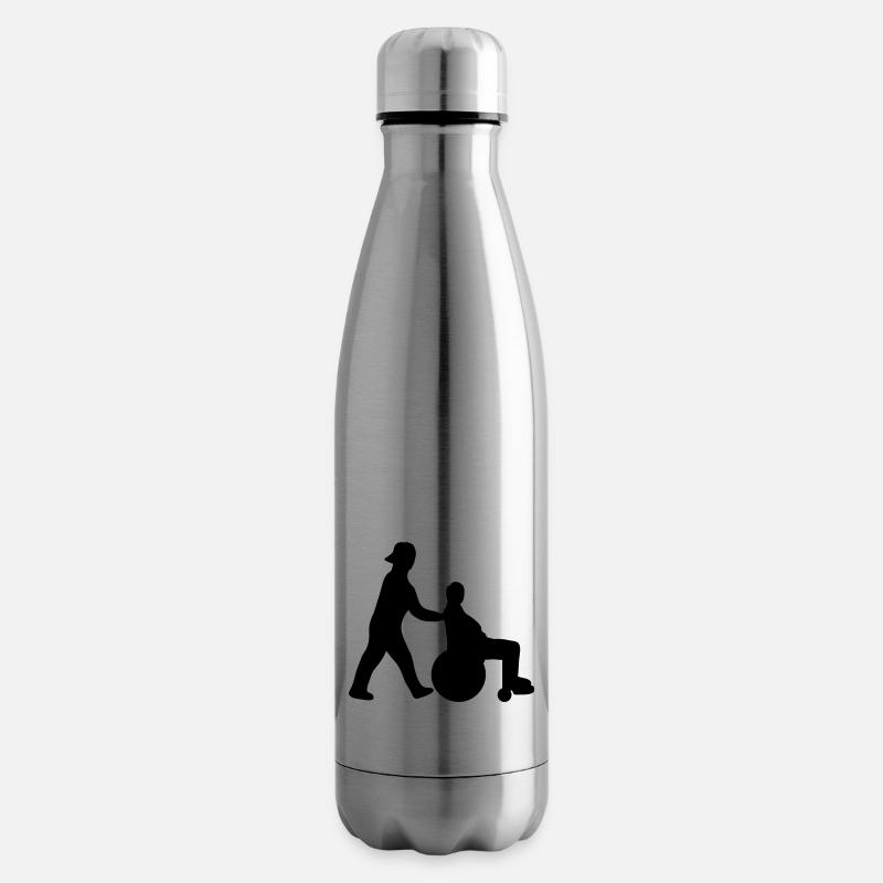 Altenpfleger schiebt Senior im Rollstuhl - Isolierflasche - Lightsilver