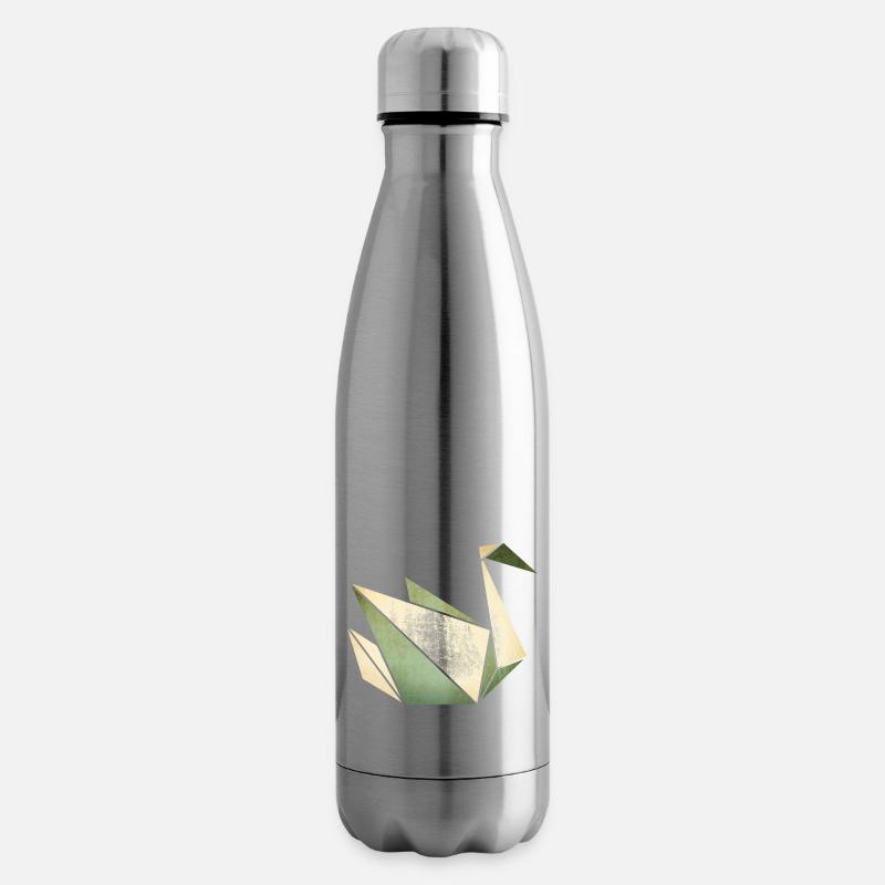 Origami: stolzer Schwan (Pergament-Optik) - Isolierflasche - Lightsilver