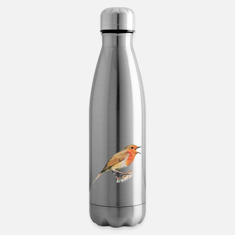 Rouge-gorge oiseau Robin - Bouteille isotherme - argent clair