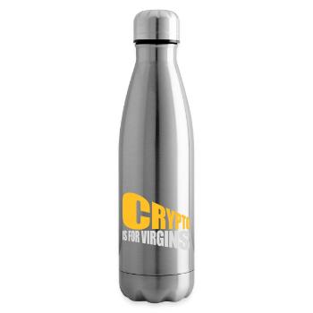 crypto is for virgins - Insulated Water Bottle - silver - Right