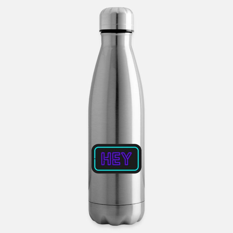 Hé le néon bouclier design - Bouteille isotherme - argent clair