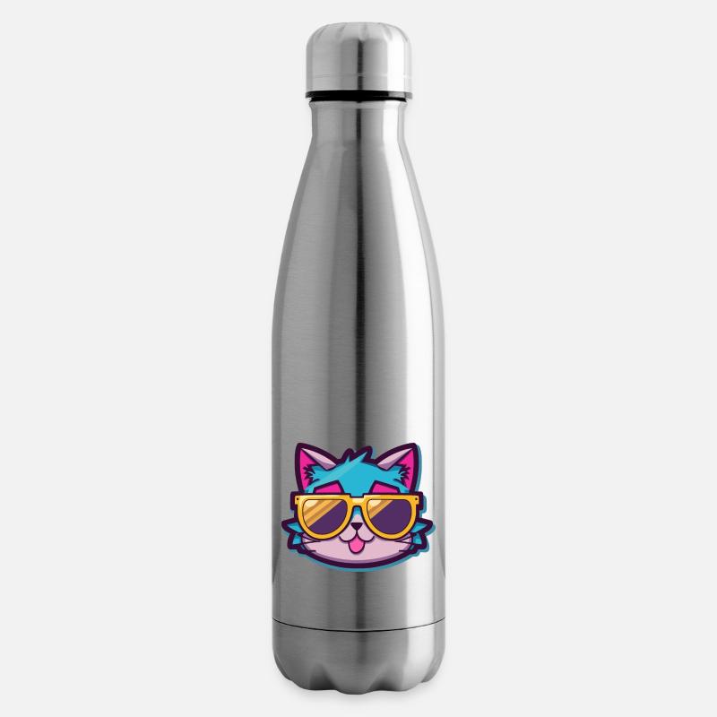 Coole Katze mit Sonnenbrille - Isolierflasche - Lightsilver