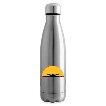 wellen abend sonne nacht palmen strand insel meer - Isolierflasche - Lightsilver - Rechts