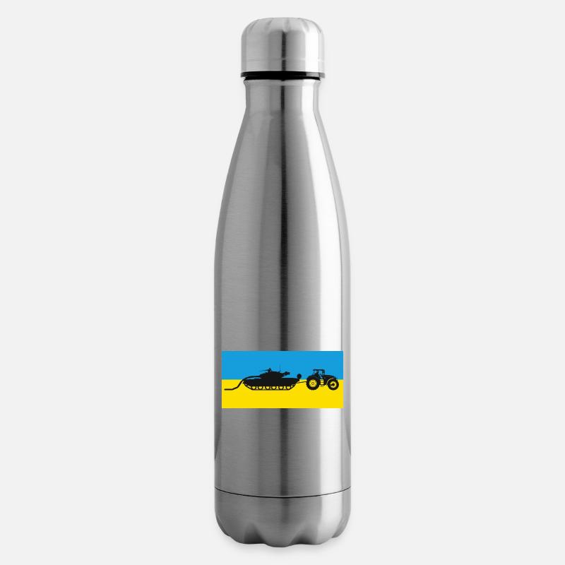 Ukrainischer Traktor zieht einen Panzer. - Isolierflasche - Lightsilver