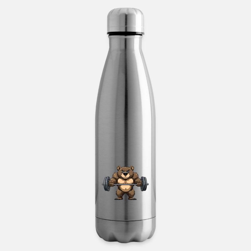 Gewichthebär - Bärendesign - Isolierflasche - Lightsilver