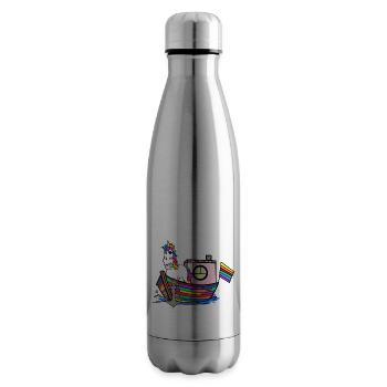 Rainbow Unicorns Sailors Rainbow Flag - Insulated Water Bottle - silver - Right