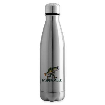 Funny fish wandering zander - Insulated Water Bottle - silver - Right