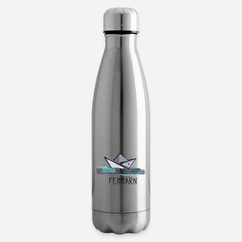 Papierschiff mit Herz Fehmarn Urlaub am Meer - Isolierflasche - Lightsilver