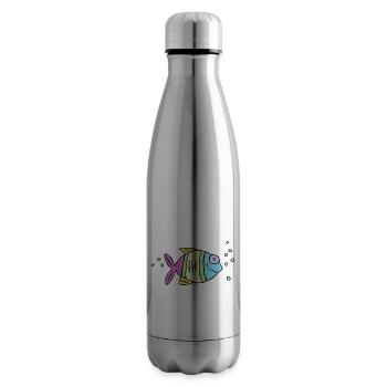 Poisson Cichlide Eau Mer Graffiti Dessin - Bouteille isotherme - argent clair - Droite