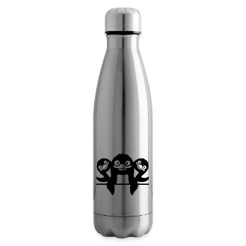 Drôles de pingouins 3 amis - Bouteille isotherme - argent clair - Droite