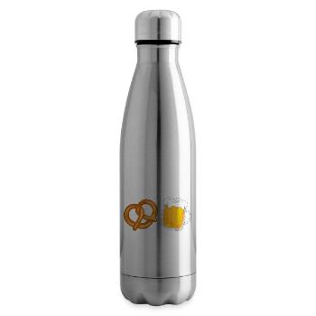 Pretzel & Beer: The Perfect T-Shirt for Connoisseurs - Insulated Water Bottle - silver - Right