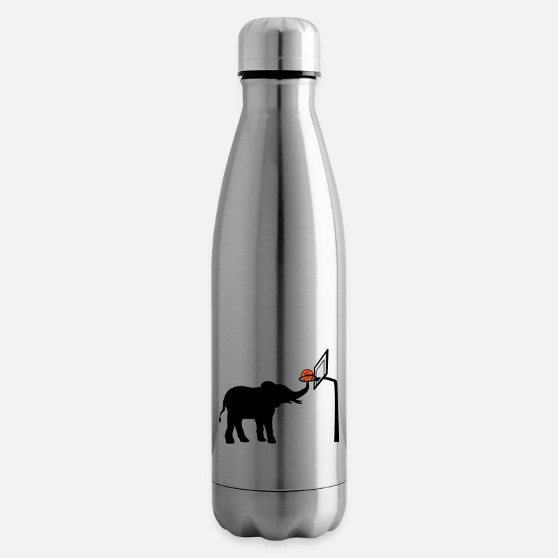 Silhouette d’éléphant jouant au basket-ball - Bouteille isotherme - argent clair