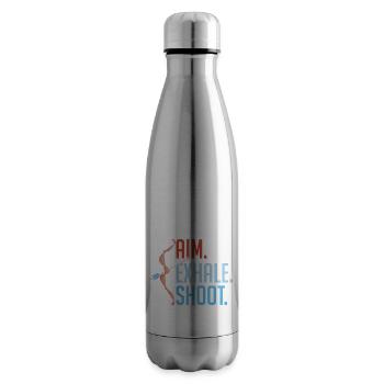 Aim Exhale Shoot. Bow & Arrows Target Archery - Insulated Water Bottle - silver - Right