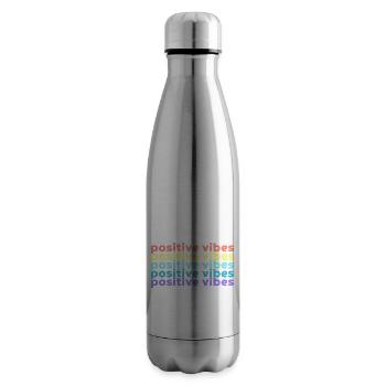 Vibrations positives (Arc-en-ciel) - Bouteille isotherme - argent clair - Droite