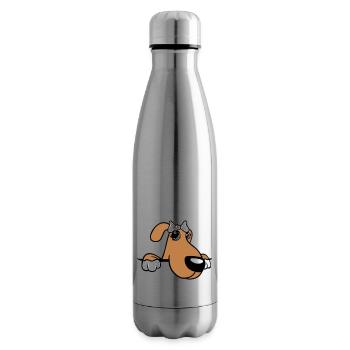 Dog Behind Wall Pretty Lady Bow Female - Insulated Water Bottle - silver - Right