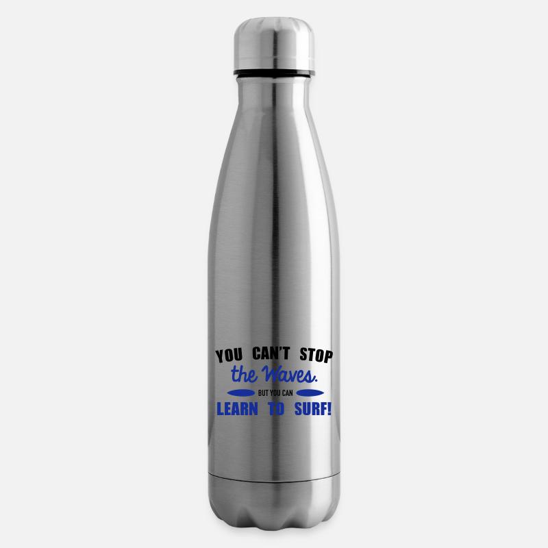 Learn to surf - Insulated Water Bottle - silver