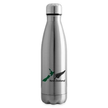 New Zealand - Map & Fern - Isolierflasche - Lightsilver - Rechts