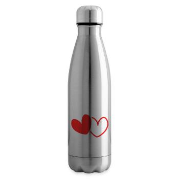 Mariage JGA à deux coeurs - Bouteille isotherme - argent clair - Droite