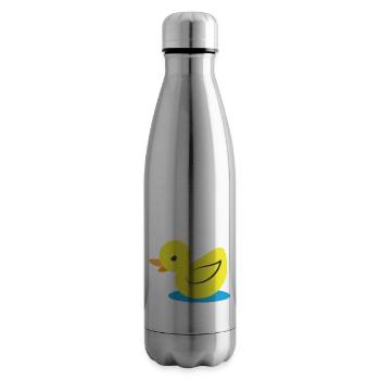 Little angry yellow duck - Insulated Water Bottle - silver - Right