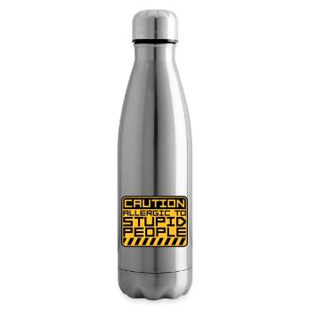 Caution Stupid People - Insulated Water Bottle - silver - Right