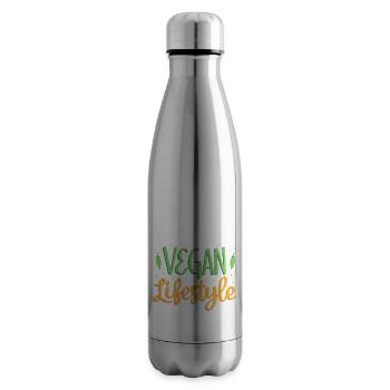 Mode de vie végétalien - Bouteille isotherme - argent clair - Droite